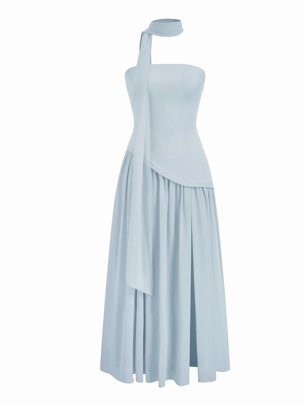 NWT CIDER CHIFFON SCULPTURAL HALTER NECKLINE LACE UP MAXI BOBYCON DRESS - Picture 4 of 16